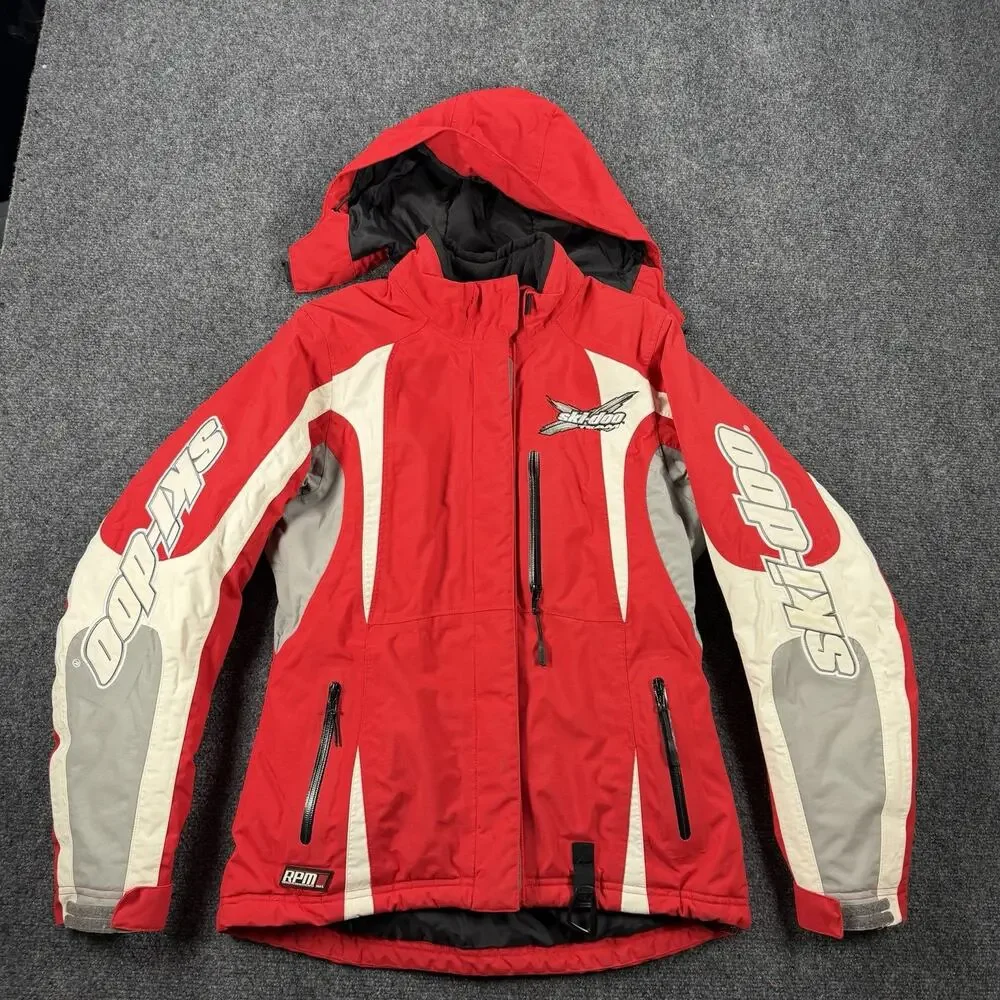 Ski-Doo Womens XS Snowmobile Jacket Red OOPYS BRP Hooded Winter Coat - Picture 1 of 13